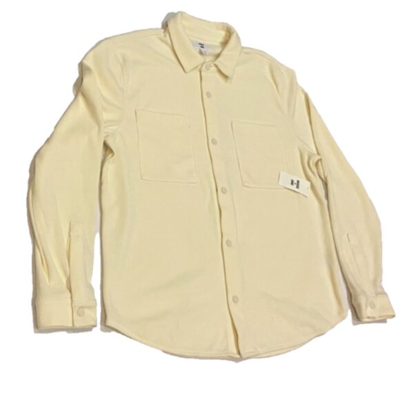 Mode of One Men Long Sleeve Knit Snap Front Shirt Soft Vanilla Size L - Picture 3 of 6